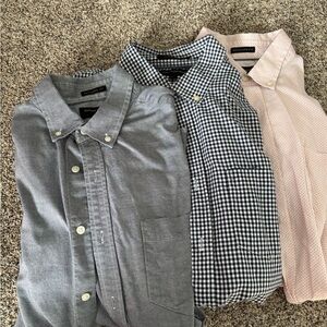 Banana Republic Button-Down Trio in Gray, Black & White Gingham, Light Pink
